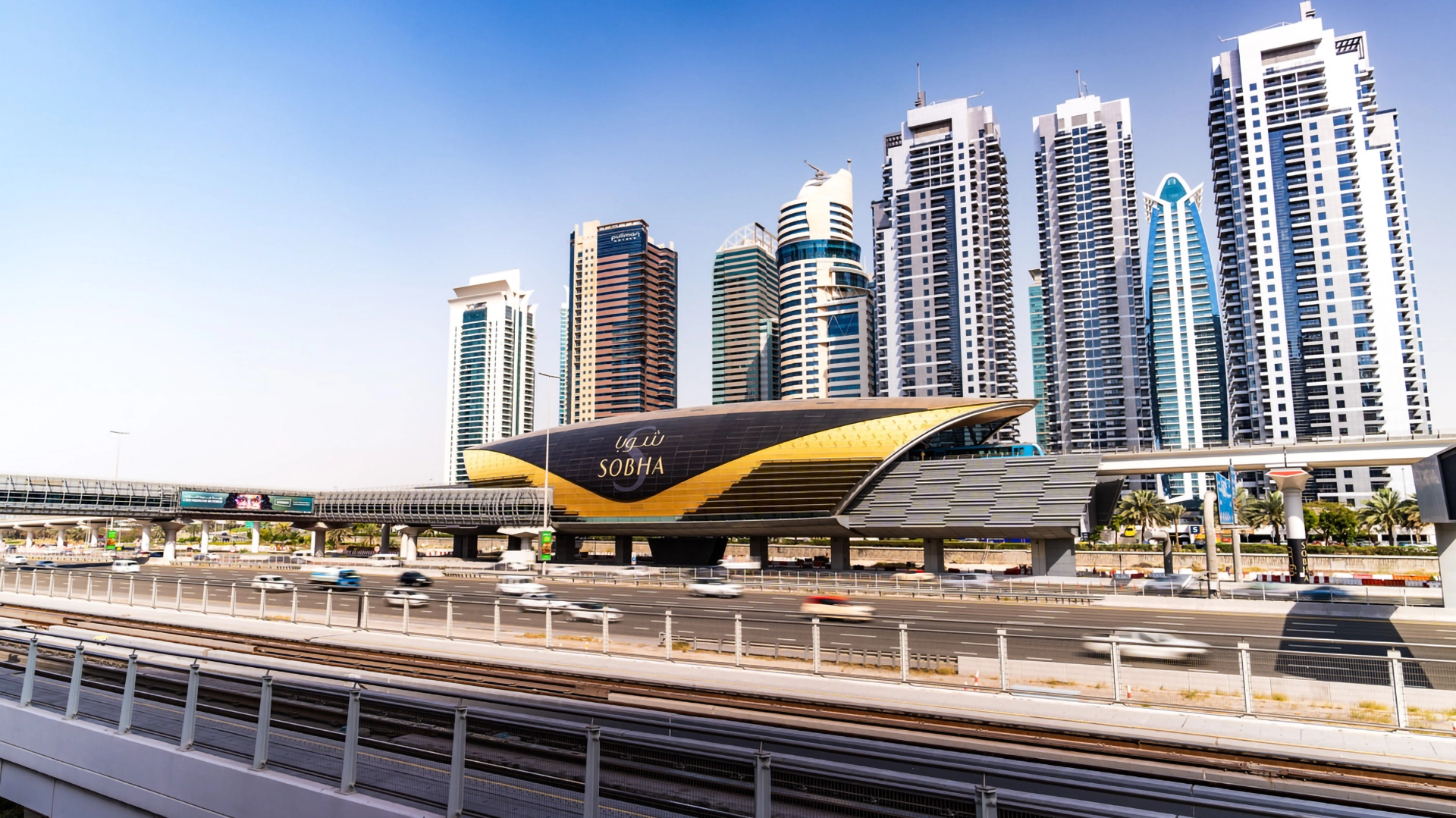 An exterior image of Sobha Realty’s branding on a Duabi Metro station
